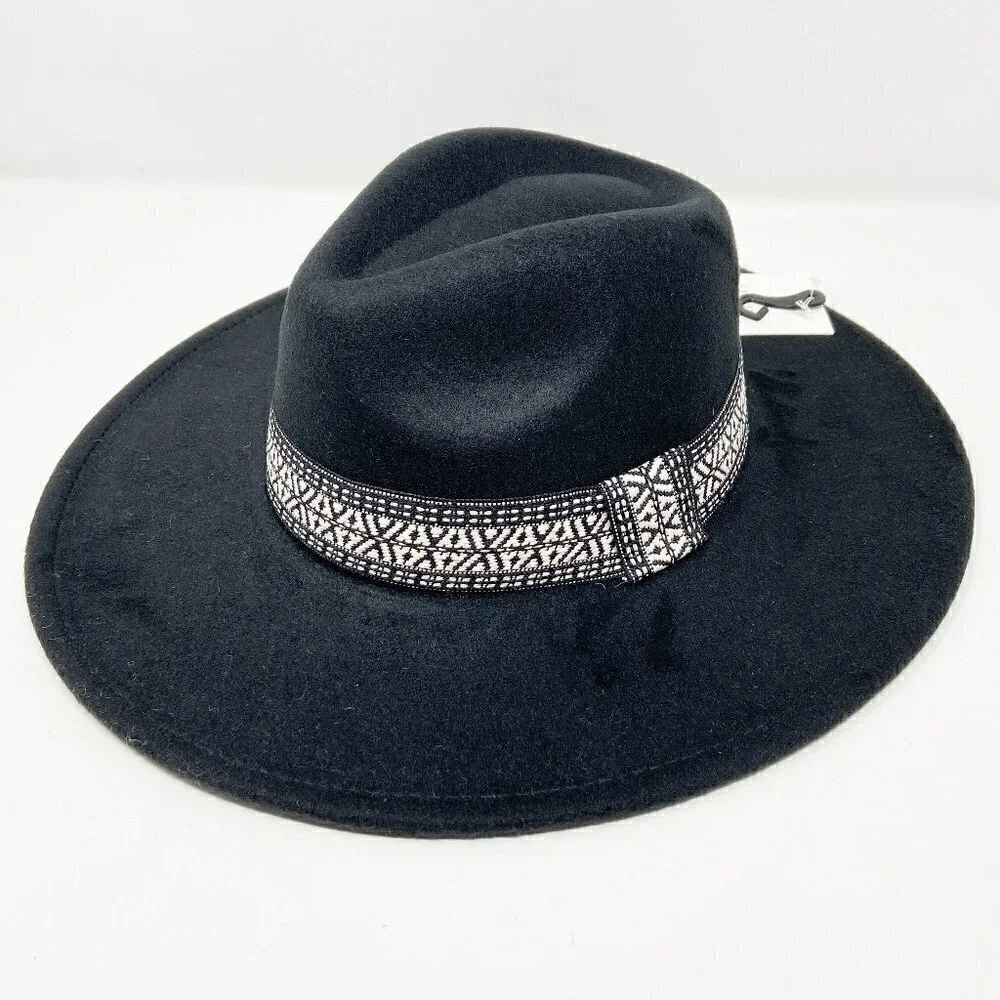 Black Wide Brim Rancher Style Hat